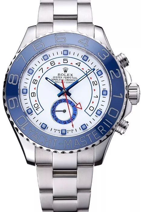 Rep Rolex Yacht Master II White Dial Blue Bezel Stainless Steel Bracelet 622269 0113