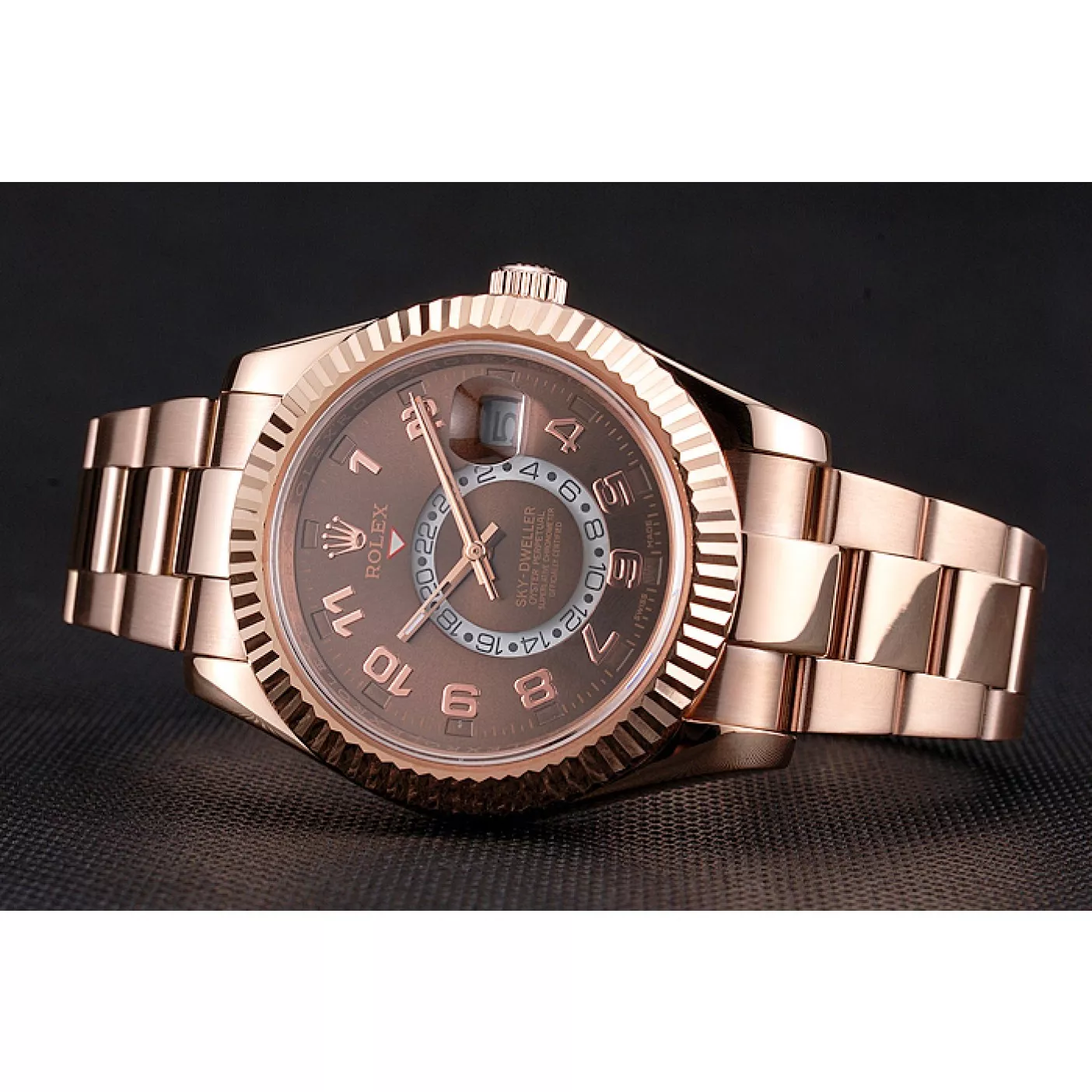 Affordable Rolex Sky Dweller Brown Dial Rose Gold Case Ad Bracelet 0113