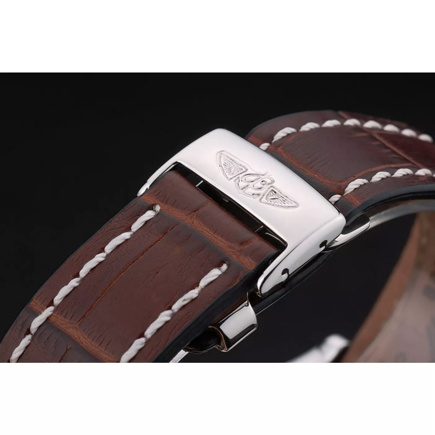 Affordable Swiss Breitling Certifie Stainless Steel Bezel Brown Croco Leather Bracelet White Dial 80285 0114