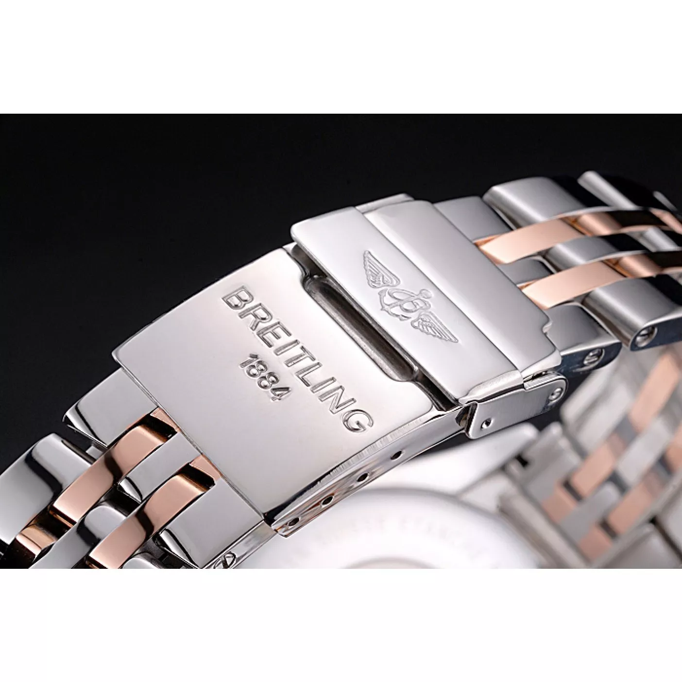 Cheap Breitling Chronomat White Dial Rose Gold Bezel And Subdials Stainless Steel Case Two Tone Bracelet 0114