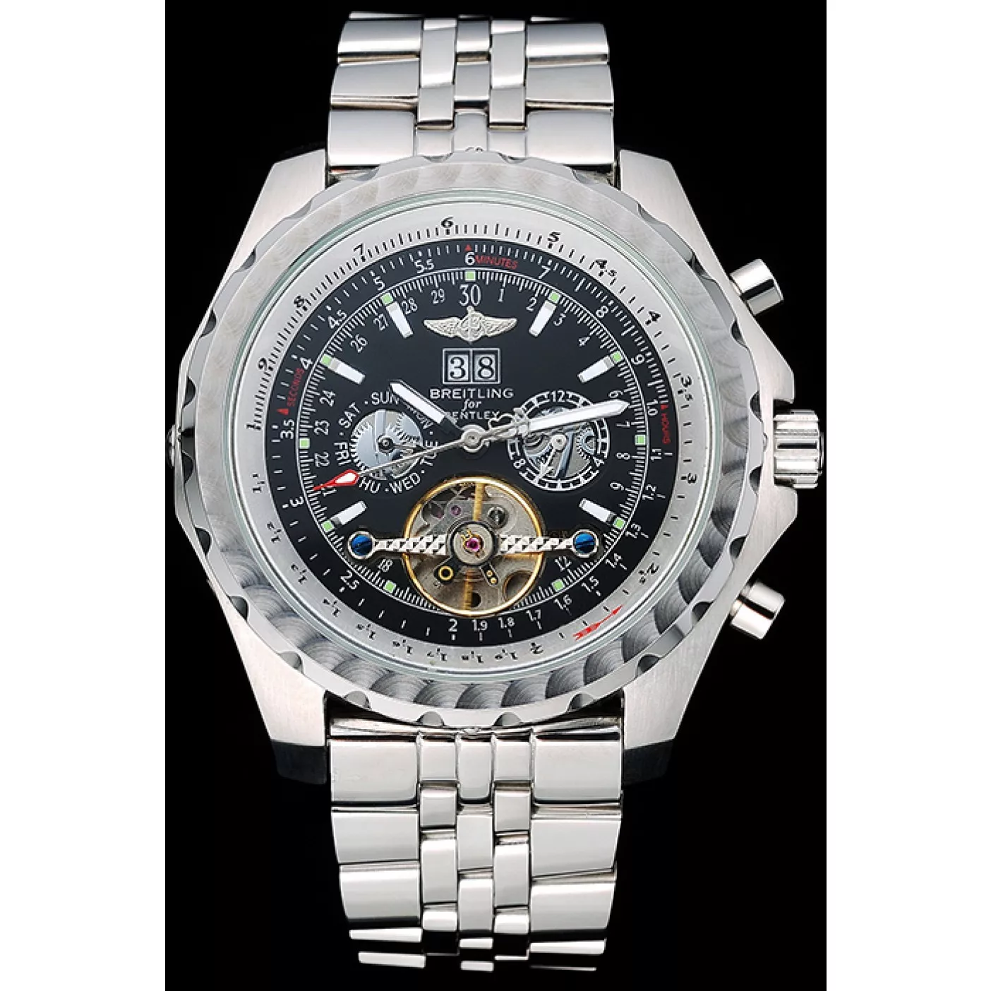 Rep Breitling Bentley Mulliner Tourbillon Black Dial Stainless Steel Case And Bracelet 622731 0114