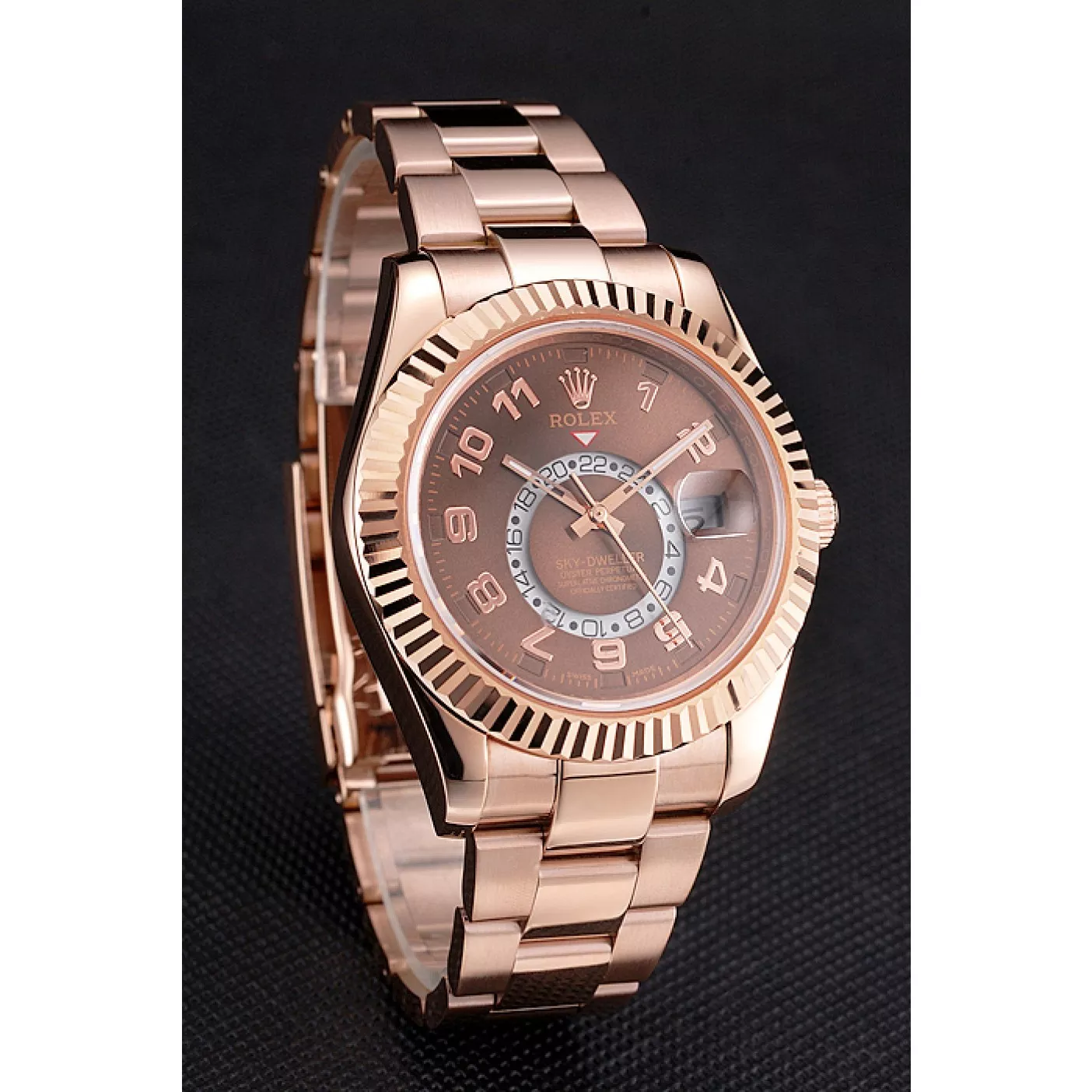 Affordable Rolex Sky Dweller Brown Dial Rose Gold Case Ad Bracelet 0113