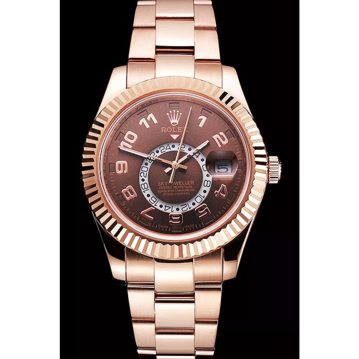 Affordable Rolex Sky Dweller Brown Dial Rose Gold Case Ad Bracelet 0113