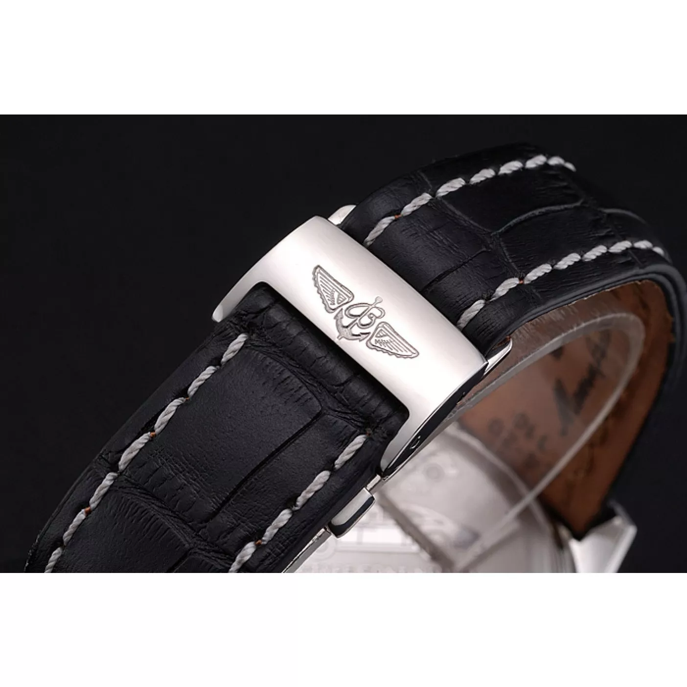 Rep Swiss Breitling Bentley Black Croco Leather Bracelet Black Dial 80286 0114