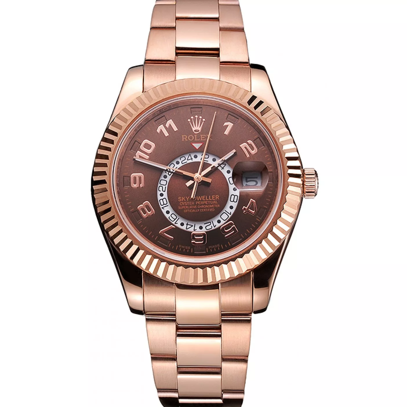 Rolex Sky Dweller Brown Dial Rose Gold Case Ad Bracelet 0113