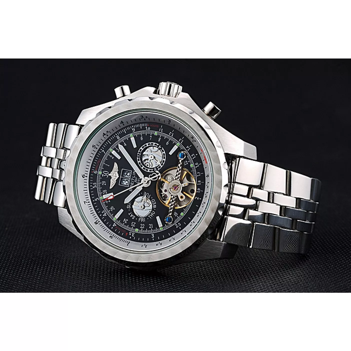 Rep Breitling Bentley Mulliner Tourbillon Black Dial Stainless Steel Case And Bracelet 622731 0114